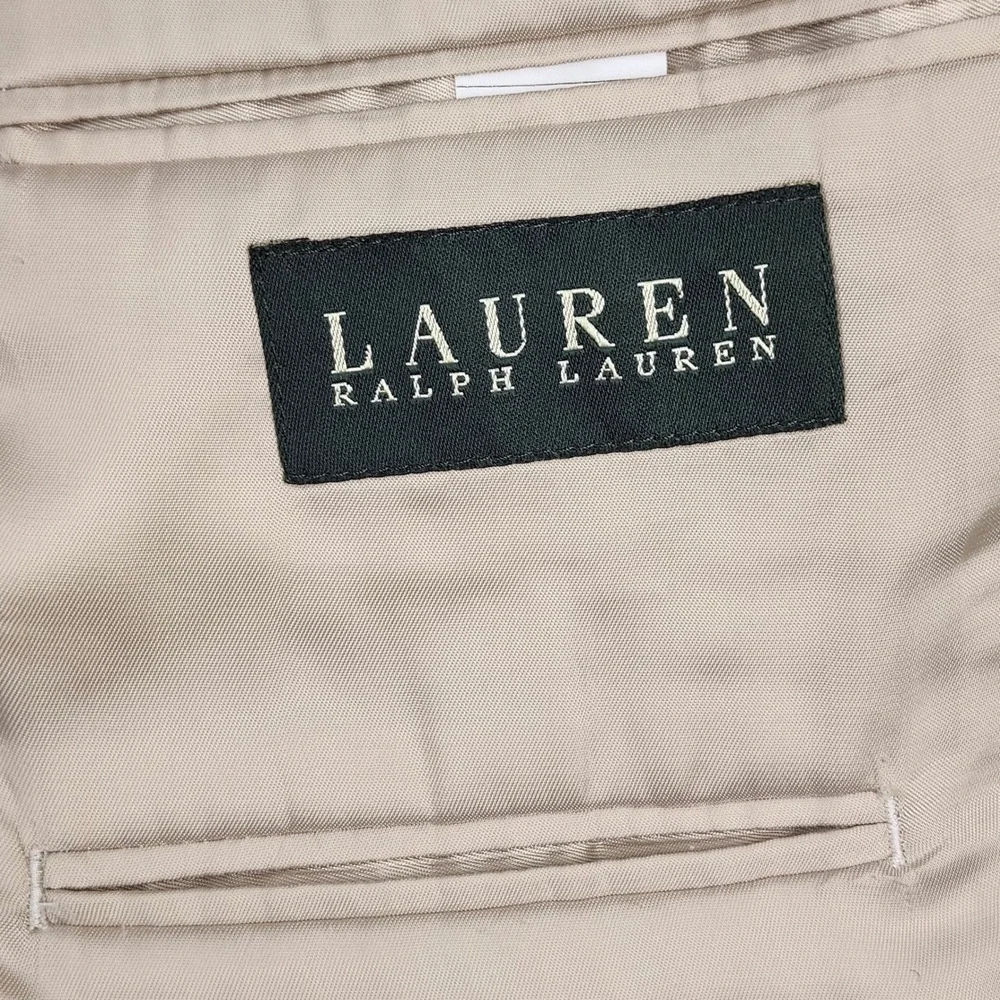 Lauren Ralph Lauren Blazer Sport Coat Jacket Mens 44R Beige Linen Two Button